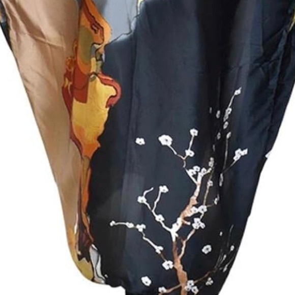 Women’s Lightweight Long Cardigan Vintage Floral Open Front Kimono - Picture 6 of 7